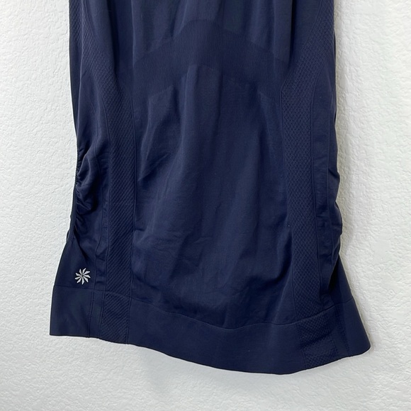 Athleta Finish Fast Racerback Tank Navy Ruched Sides Sleeveless size Small - Picture 6 of 10